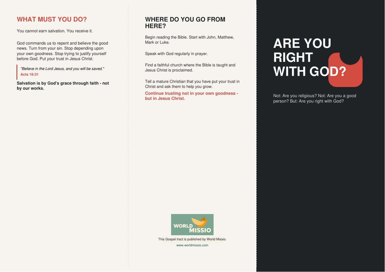 Preview of Are You Right With God gospel tract